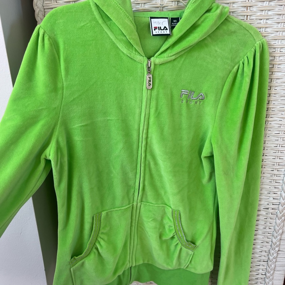 green velvet fila jacket